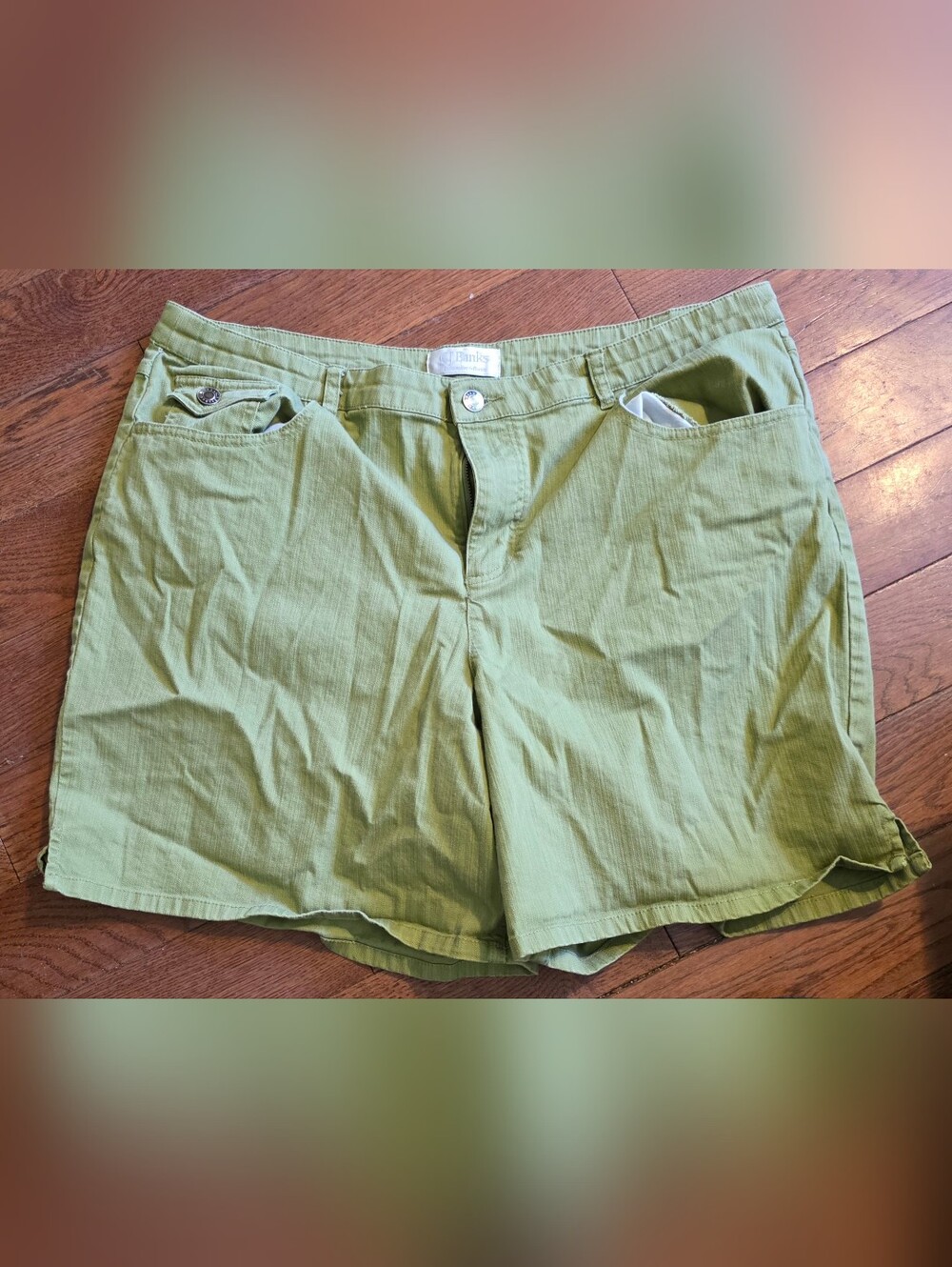 C.J. Banks Women’s 16W Olive Green Stretch Cotton Shorts Plus Size Pockets